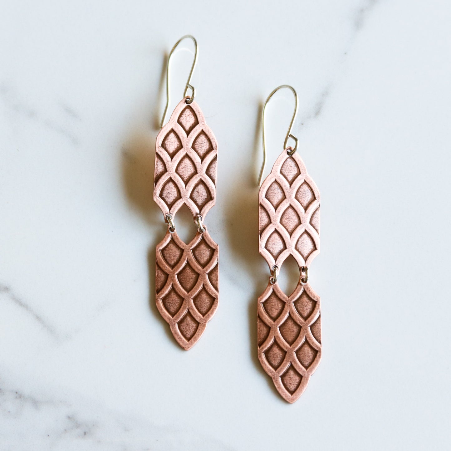 Amira Earrings - Copper-dangle earrings-Blue Hour Designs