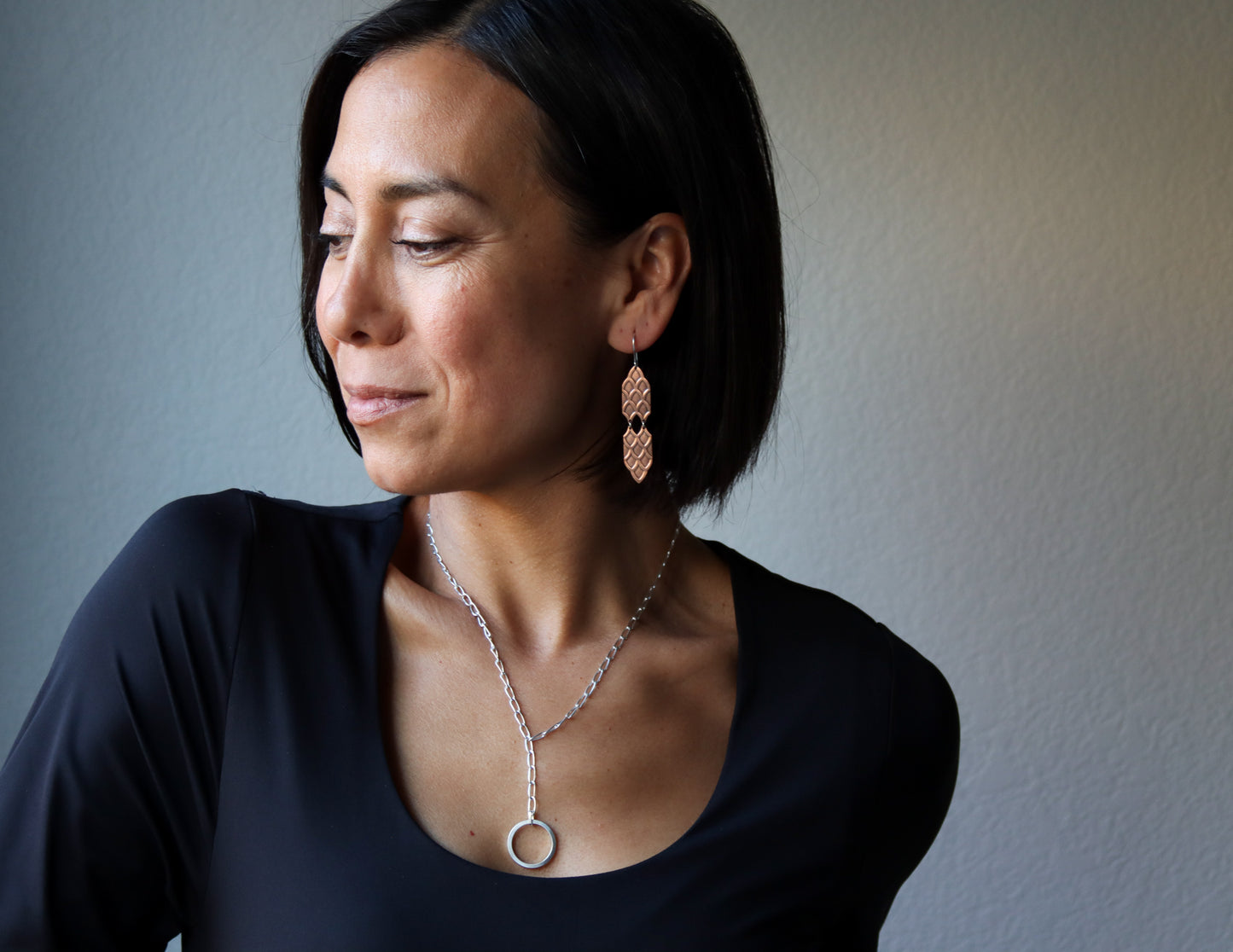 Amira Earrings - Copper-dangle earrings-Blue Hour Designs