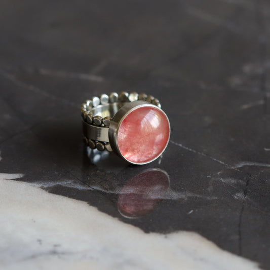Cherry Quartz Ring - OOAK - Made to Order-cocktail ring-Blue Hour Designs