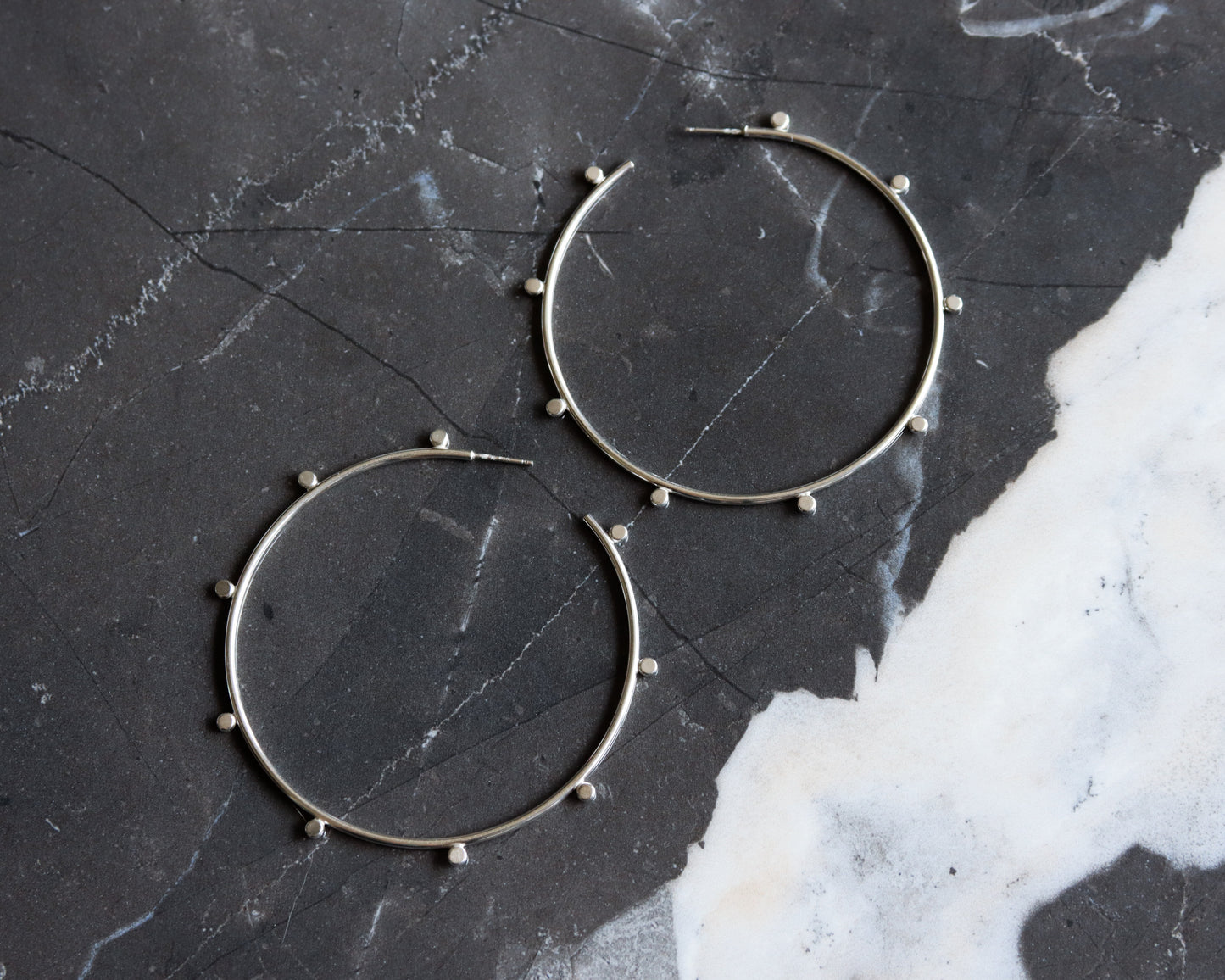 Compass Hoops - Large-hoop earrings-Blue Hour Designs