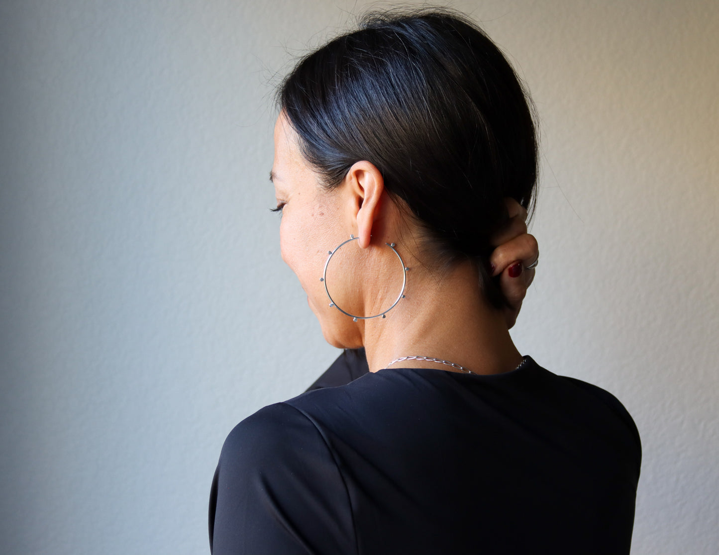 Compass Hoops - Large-hoop earrings-Blue Hour Designs