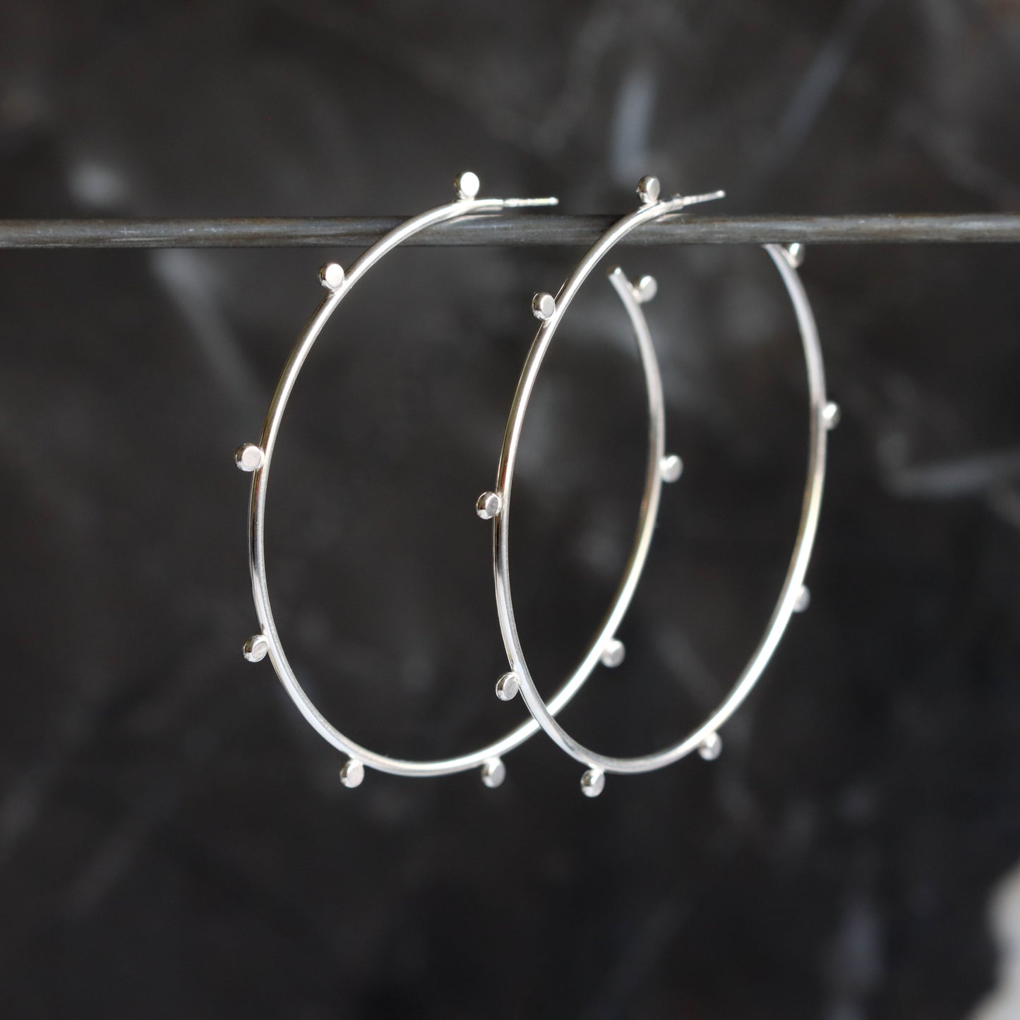 Compass Hoops - Large-hoop earrings-Blue Hour Designs