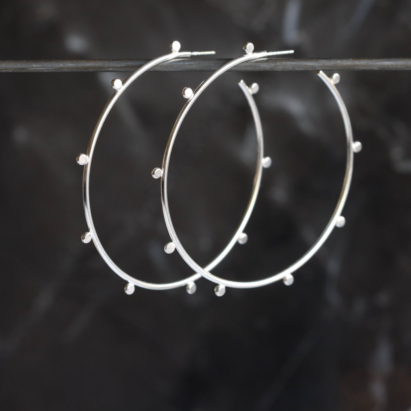 Compass Hoops - Large-hoop earrings-Blue Hour Designs