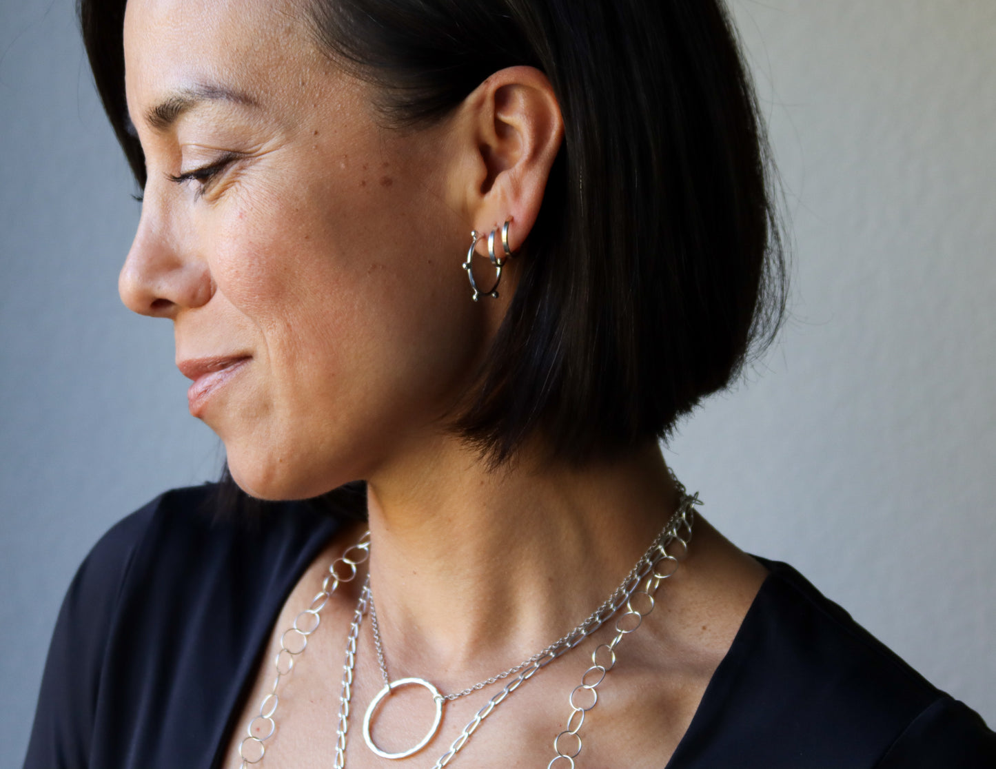 Compass Hoops - Small-hoop earrings-Blue Hour Designs