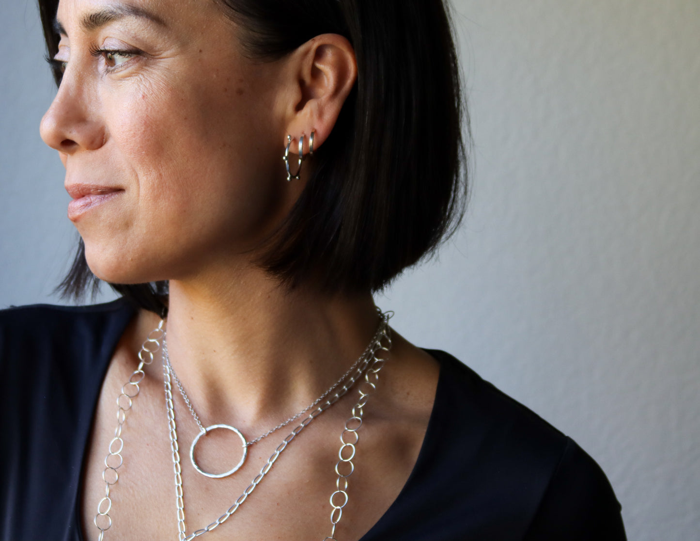 Gemini Hoops - 14KY Gold-hoop earrings-Blue Hour Designs