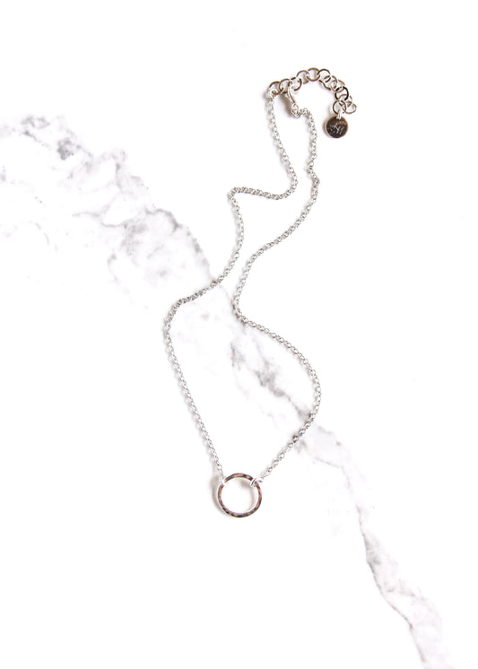 Sterling Petite Simple Classic Circle Necklace
