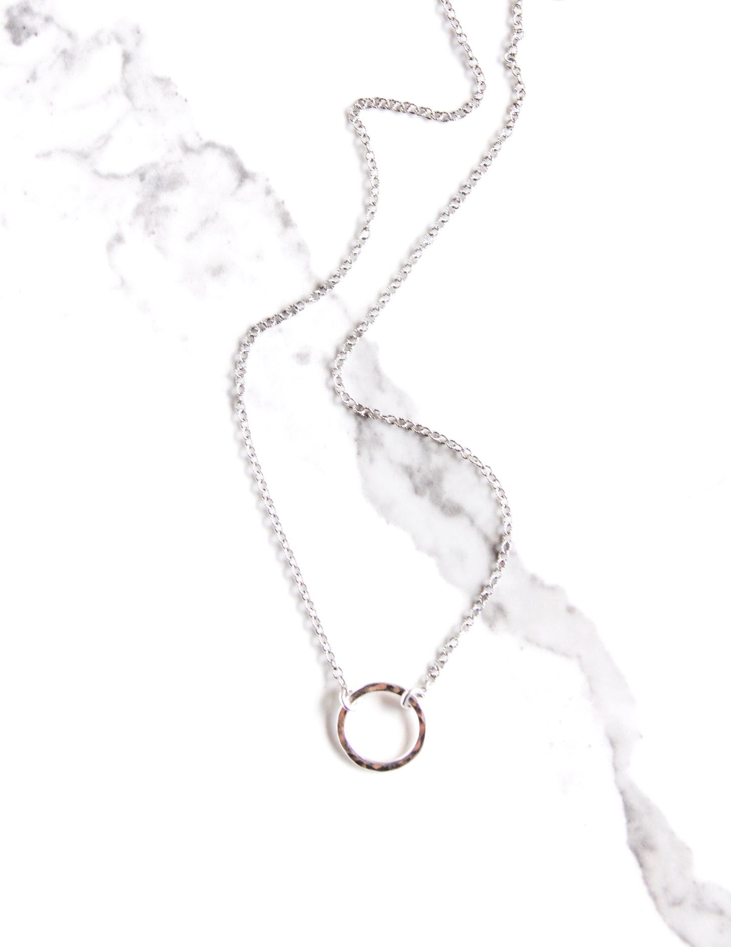 Sterling Petite Simple Classic Circle Necklace