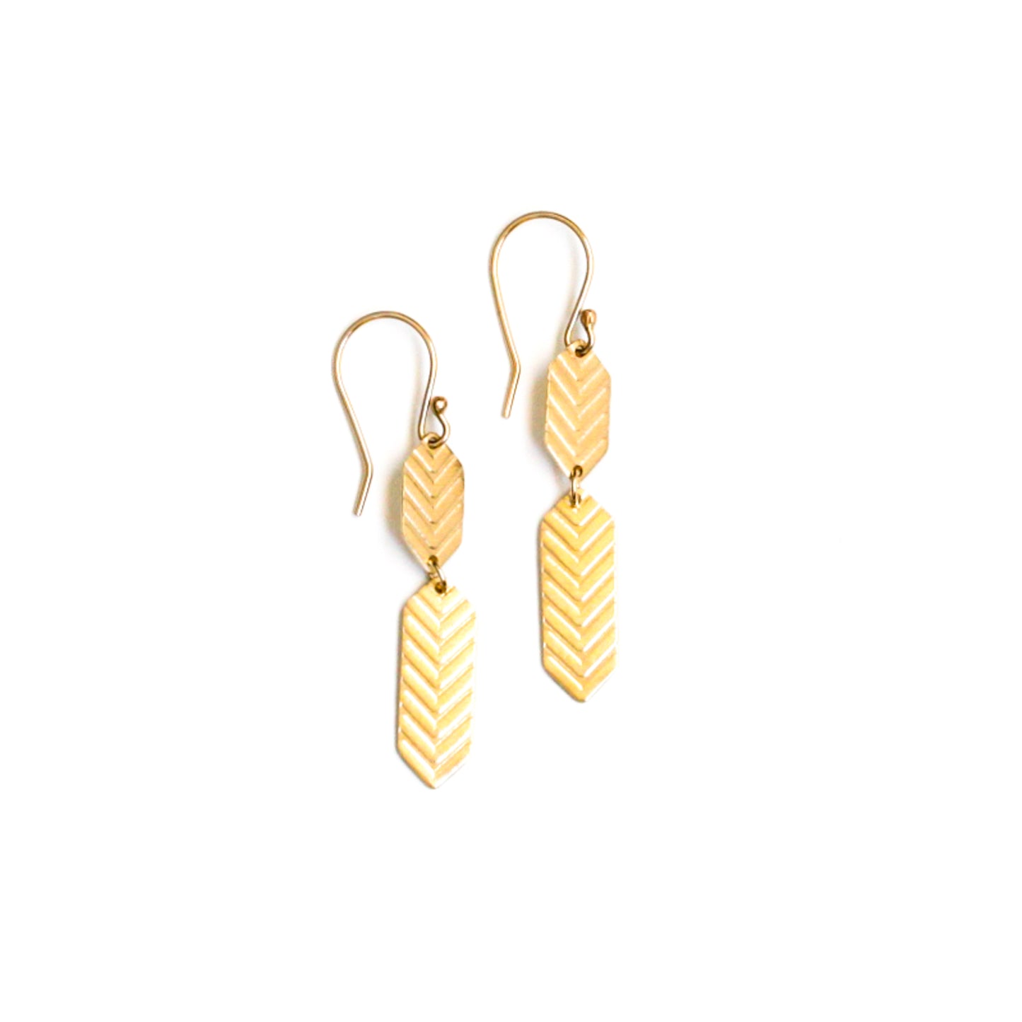 Shield Earrings - 14K Gold-dangle earrings-Blue Hour Designs