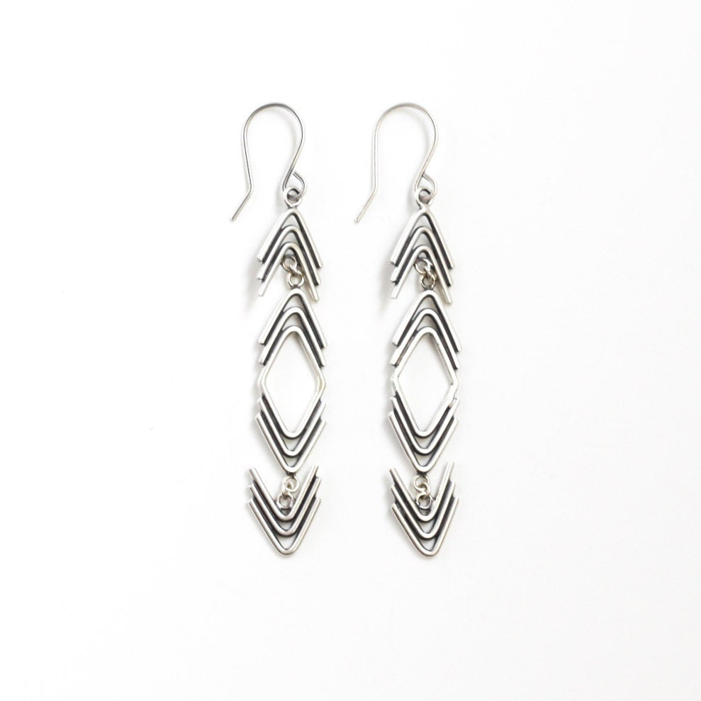 Arrowhead Drop Earrings-dangle earrings-Blue Hour Designs