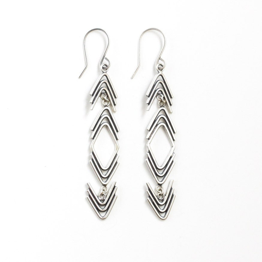 Arrowhead Drop Earrings-dangle earrings-Blue Hour Designs
