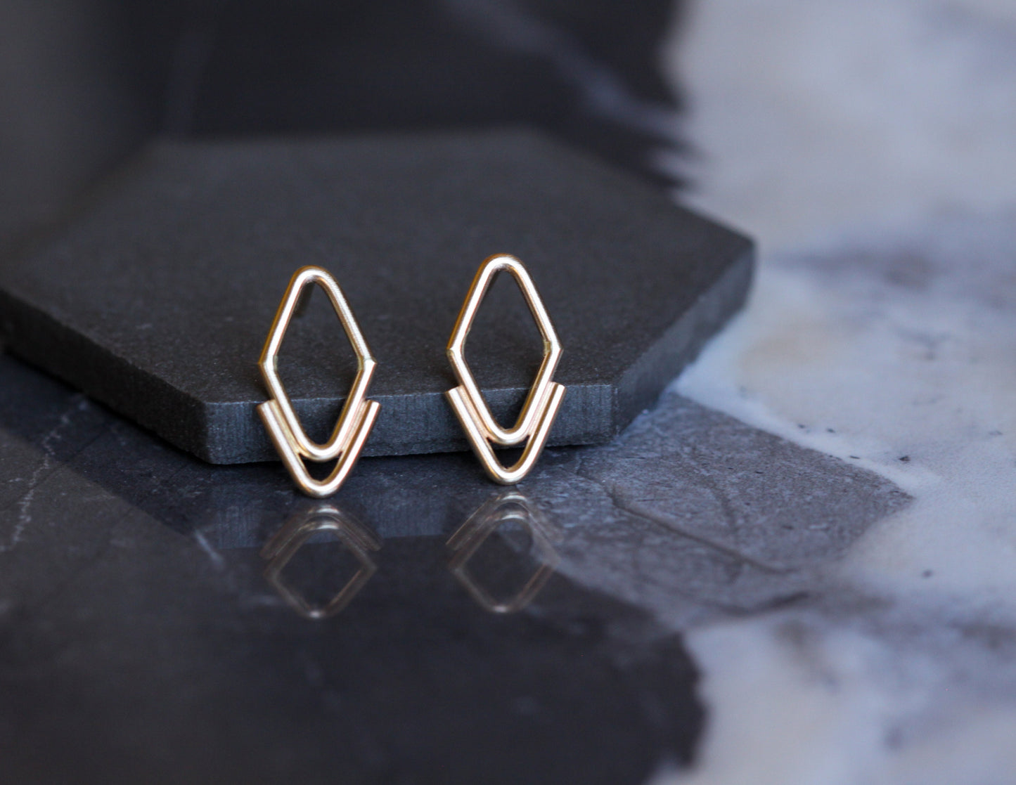 Arrowhead Studs - 14KY Gold-stud earrings-Blue Hour Designs