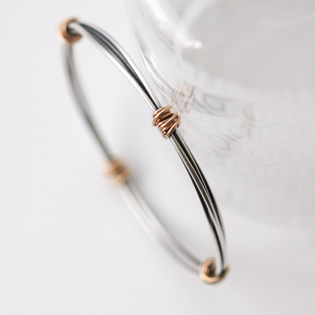 Bundle Hoop Bracelet with 14KY Gold-bangle bracelet-Blue Hour Designs