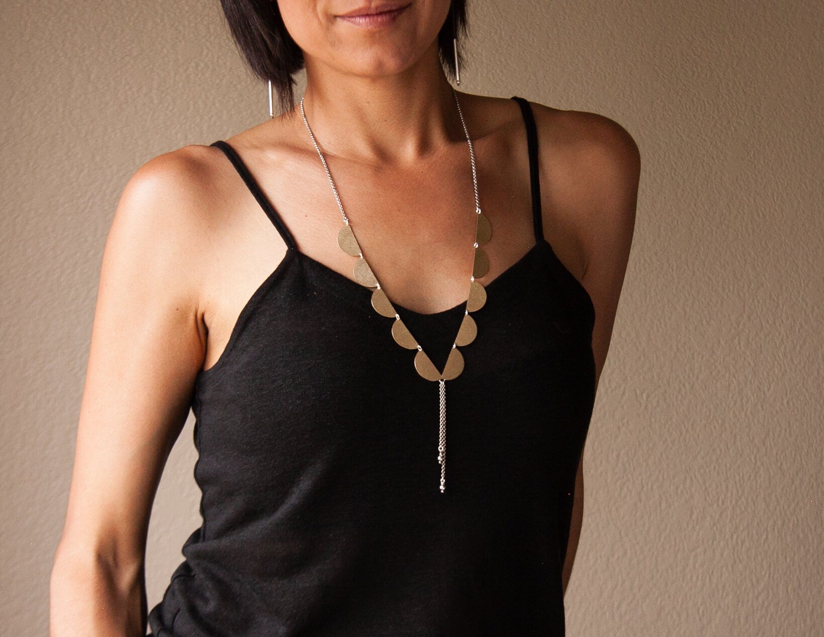 Elara Necklace - Brass-lariat necklace-Blue Hour Designs