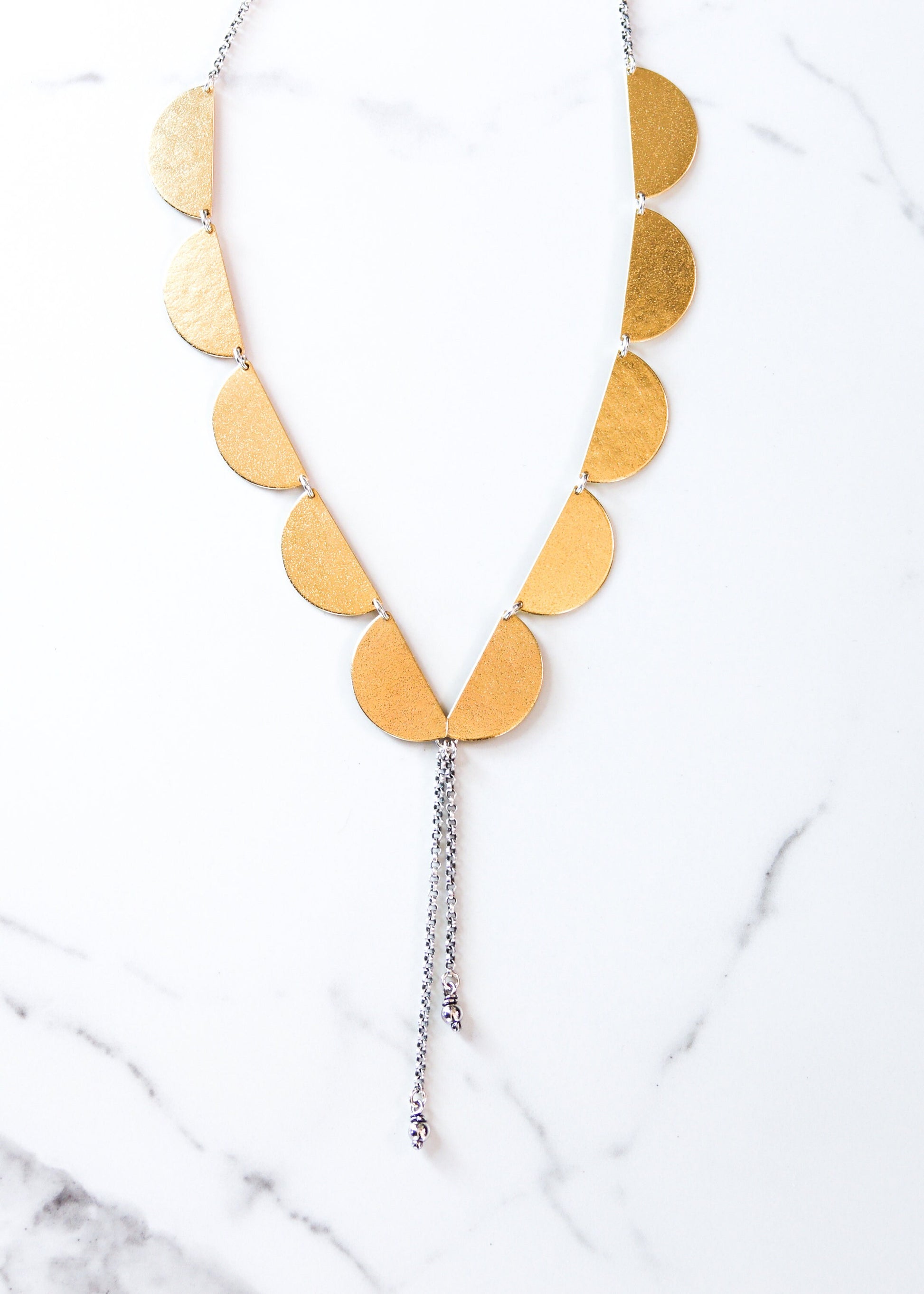 Elara Necklace - Brass-lariat necklace-Blue Hour Designs