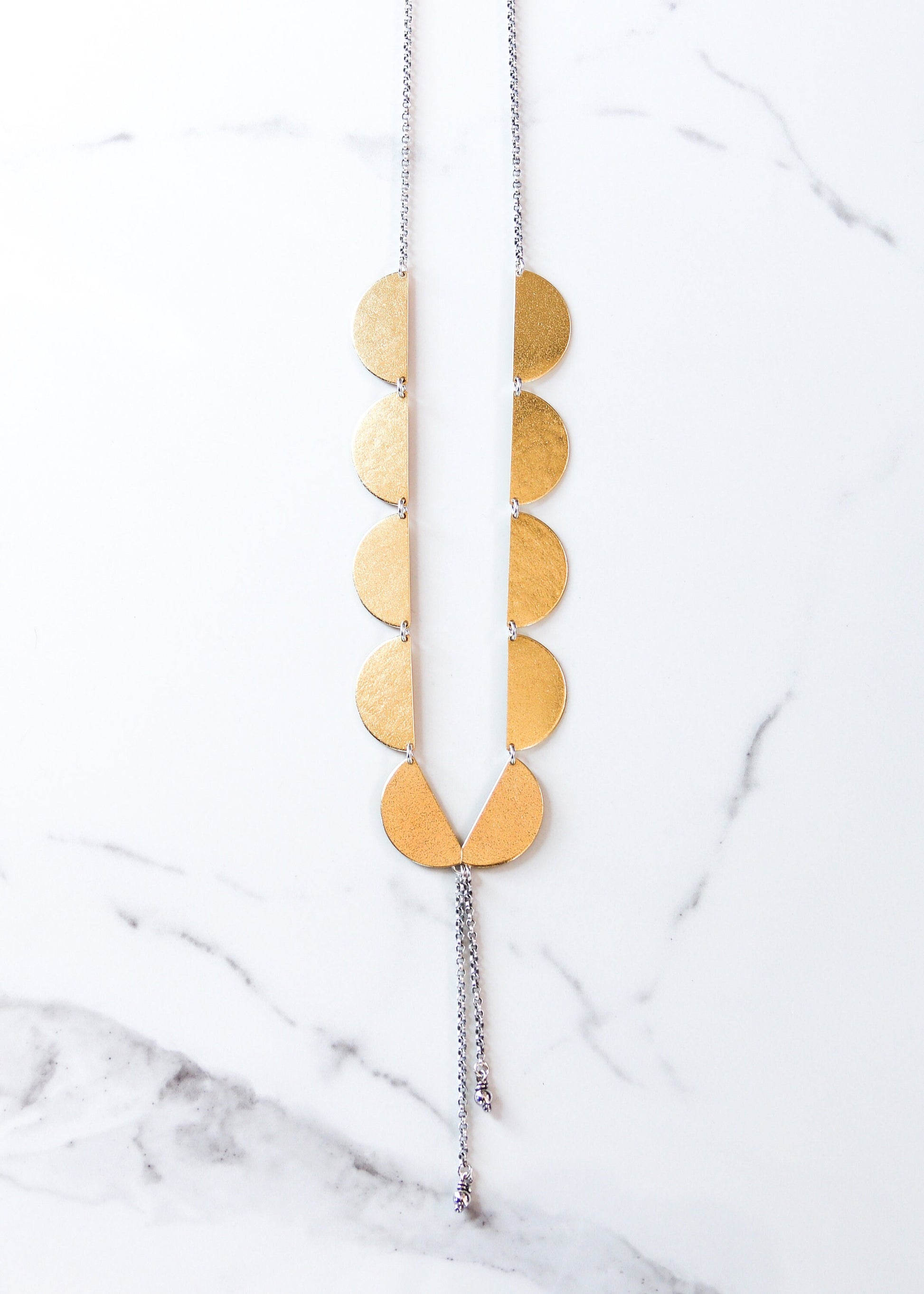 Elara Necklace - Brass-lariat necklace-Blue Hour Designs