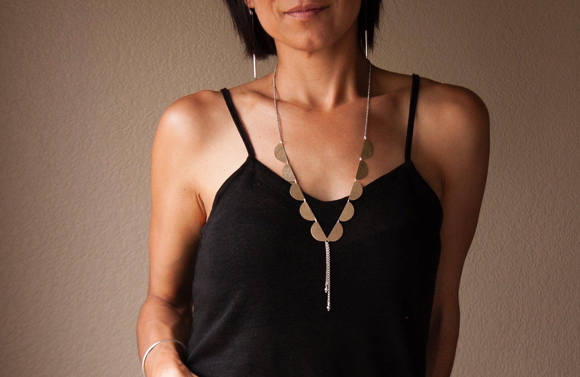Elara Necklace - Brass-lariat necklace-Blue Hour Designs