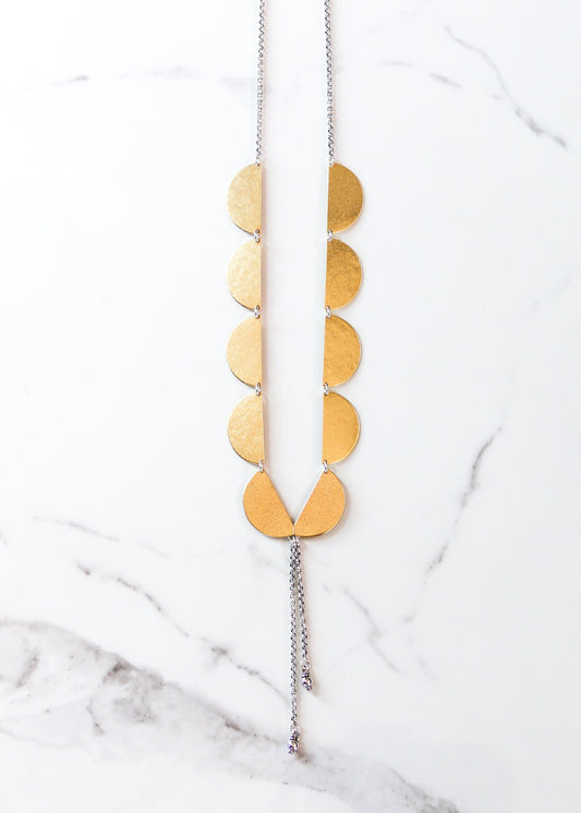 Elara Necklace - Brass-lariat necklace-Blue Hour Designs