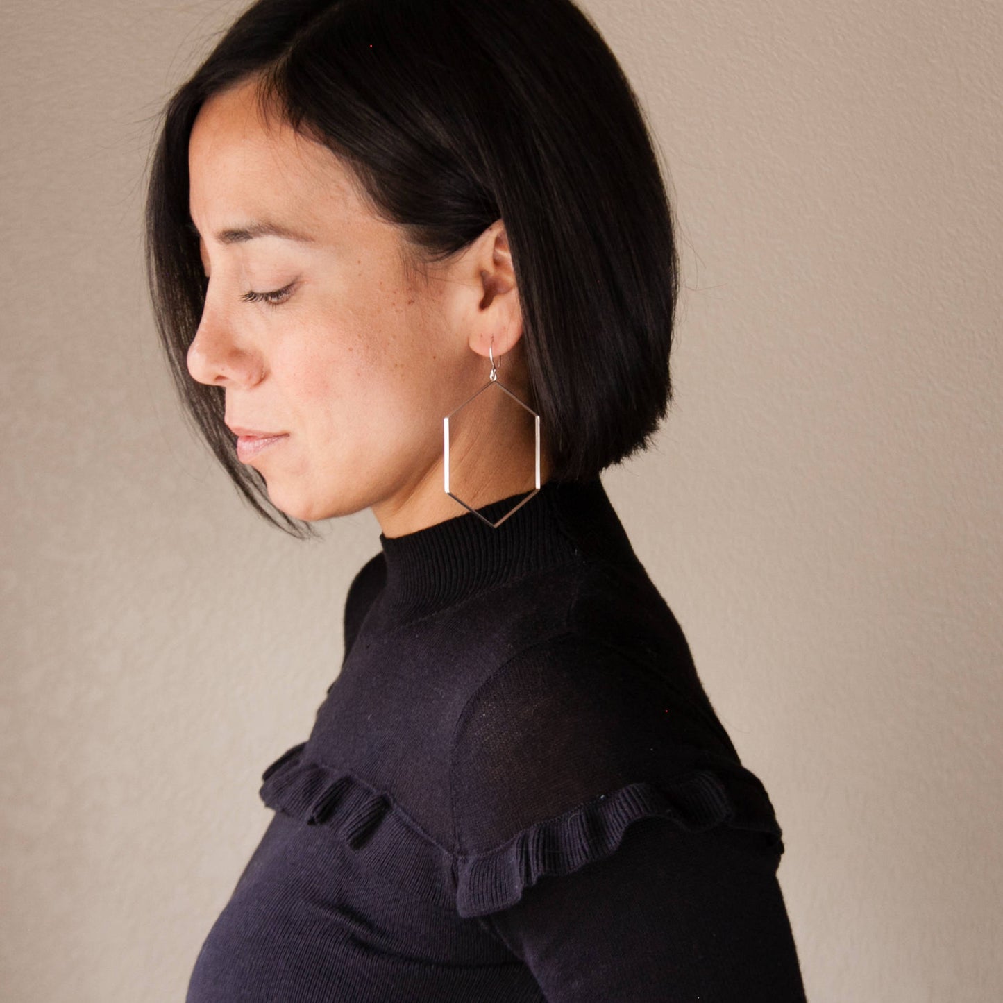 Hexagon Hoops-hoop earrings-Blue Hour Designs