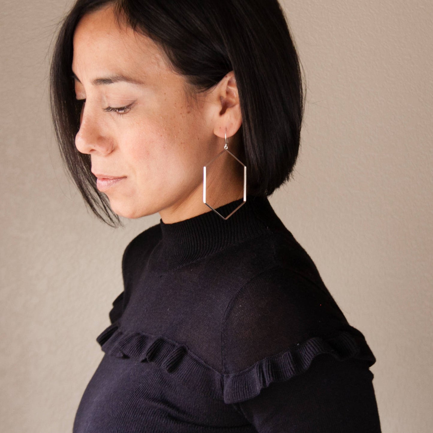 Hexagon Hoops-hoop earrings-Blue Hour Designs