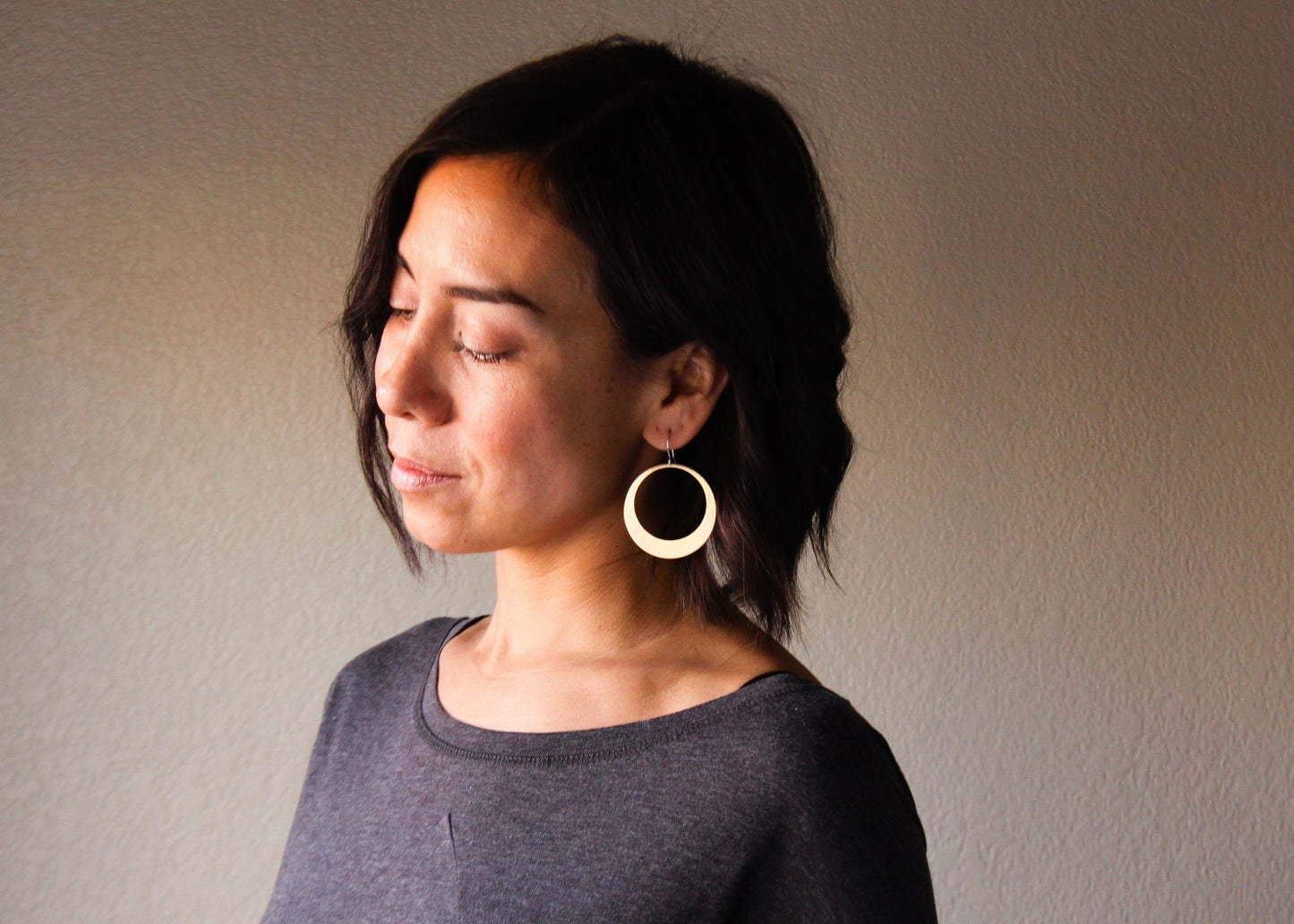 Lunar Hoop Earrings - Brass, Large-hoop earrings-Blue Hour Designs