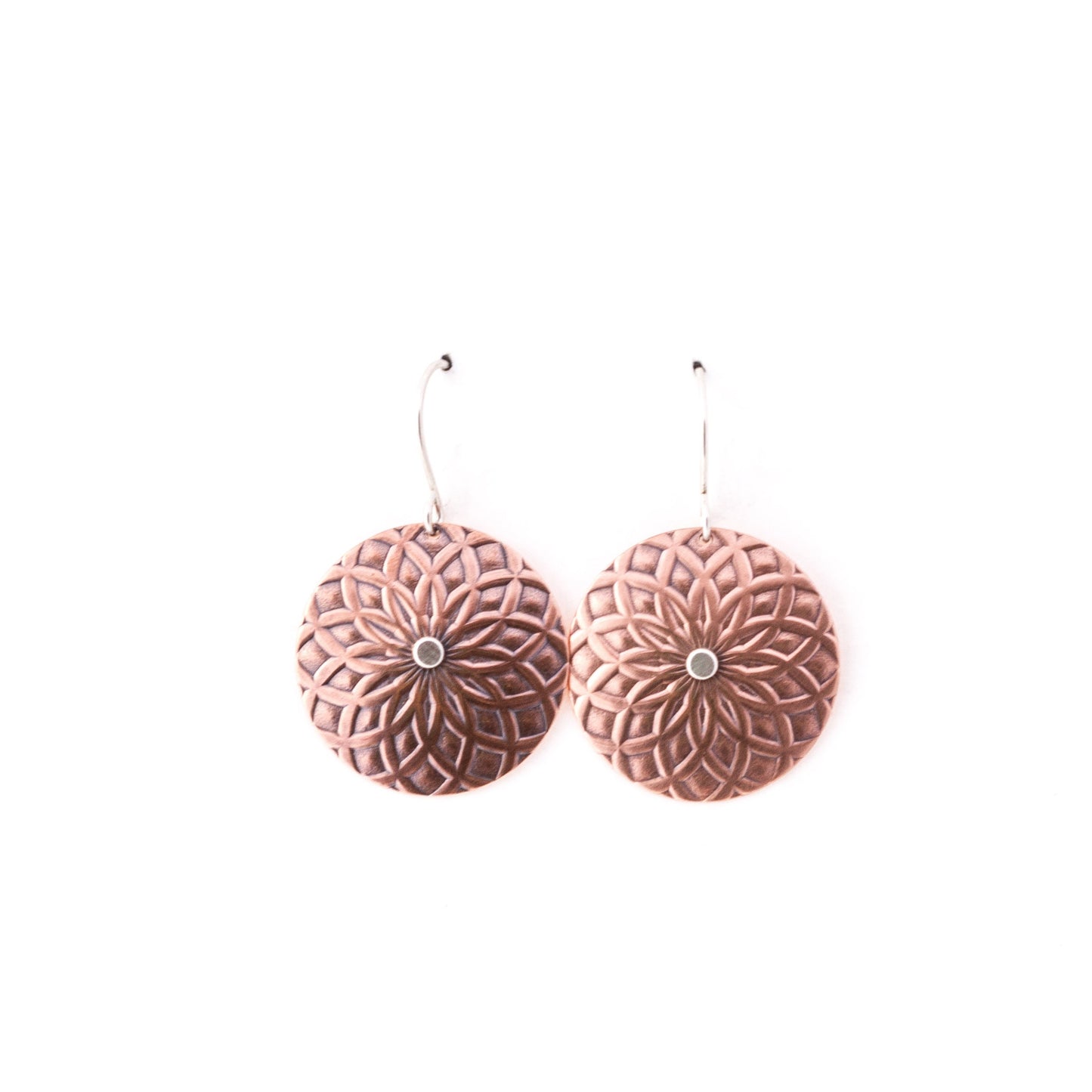 Mandala Earrings - Copper, Small-dangle earrings-Blue Hour Designs
