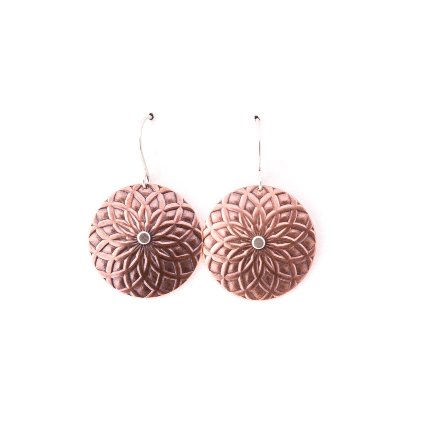 Mandala Earrings - Copper, Small-dangle earrings-Blue Hour Designs