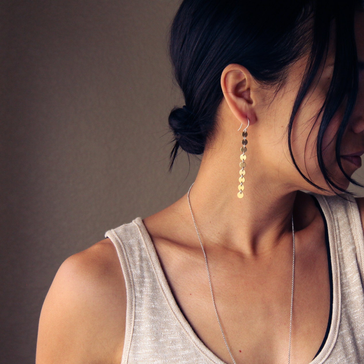 Muse Earrings - Brass-dangle earrings-Blue Hour Designs