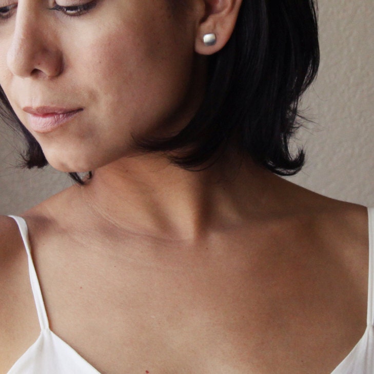 Petite Squares Earrings-stud earrings-Blue Hour Designs