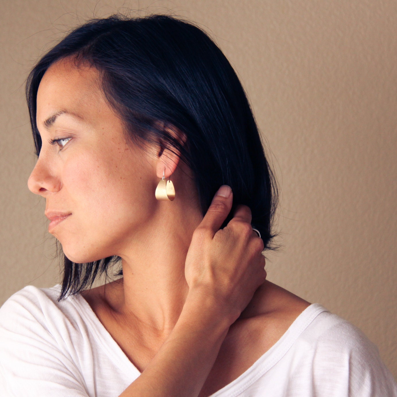 Scoop Earrings - Brass, Small-hoop earrings-Blue Hour Designs