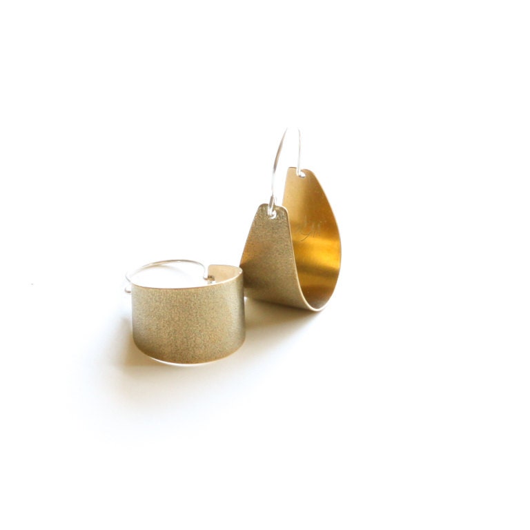 Scoop Earrings - Brass, Small-hoop earrings-Blue Hour Designs