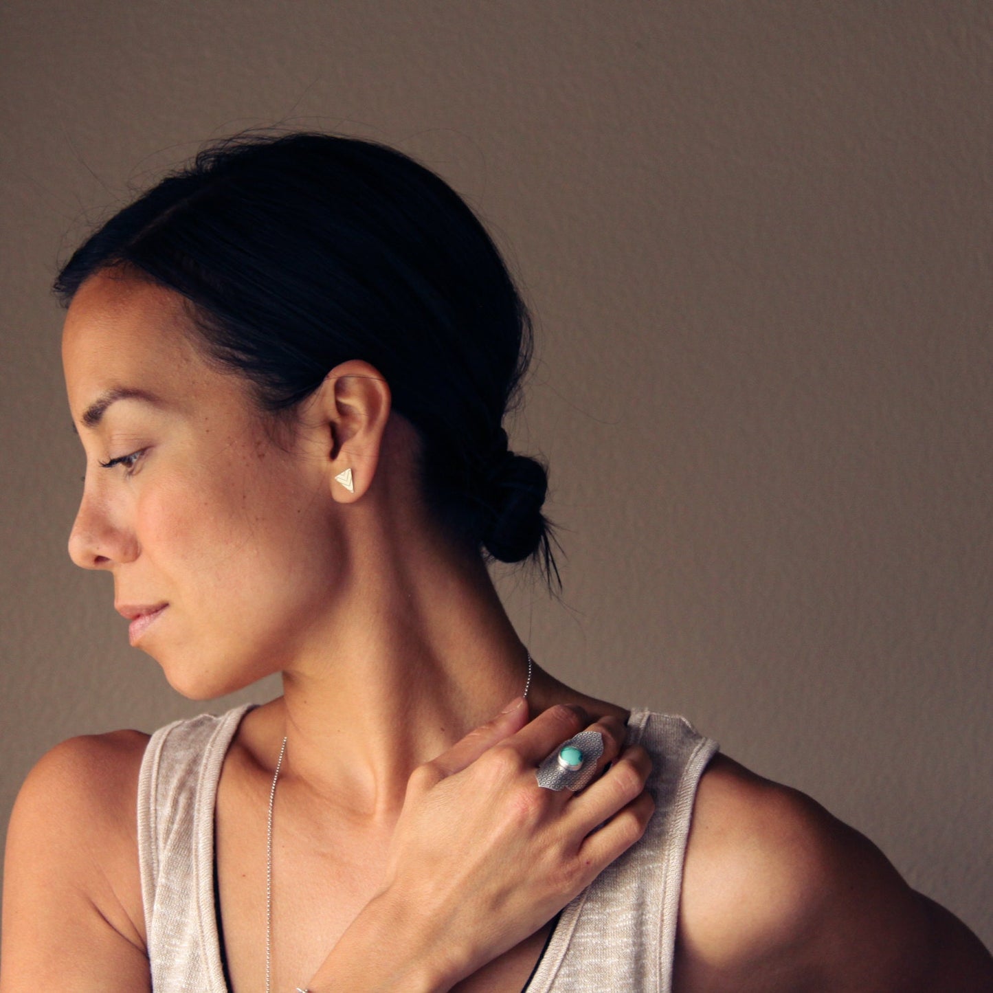 Shield Studs-stud earrings-Blue Hour Designs