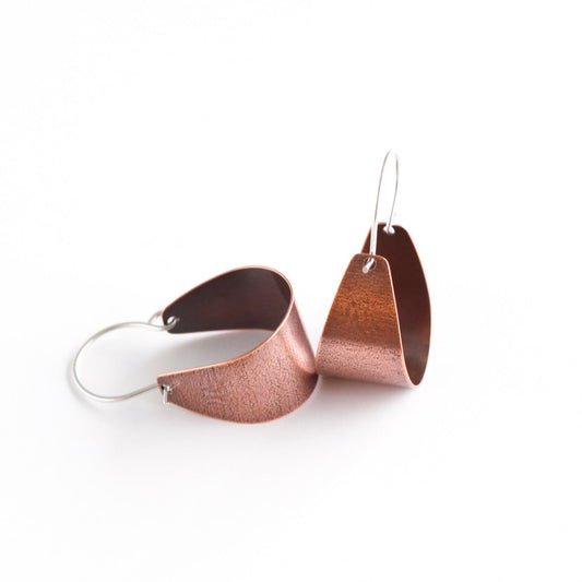 Small Copper Scoop Earrings