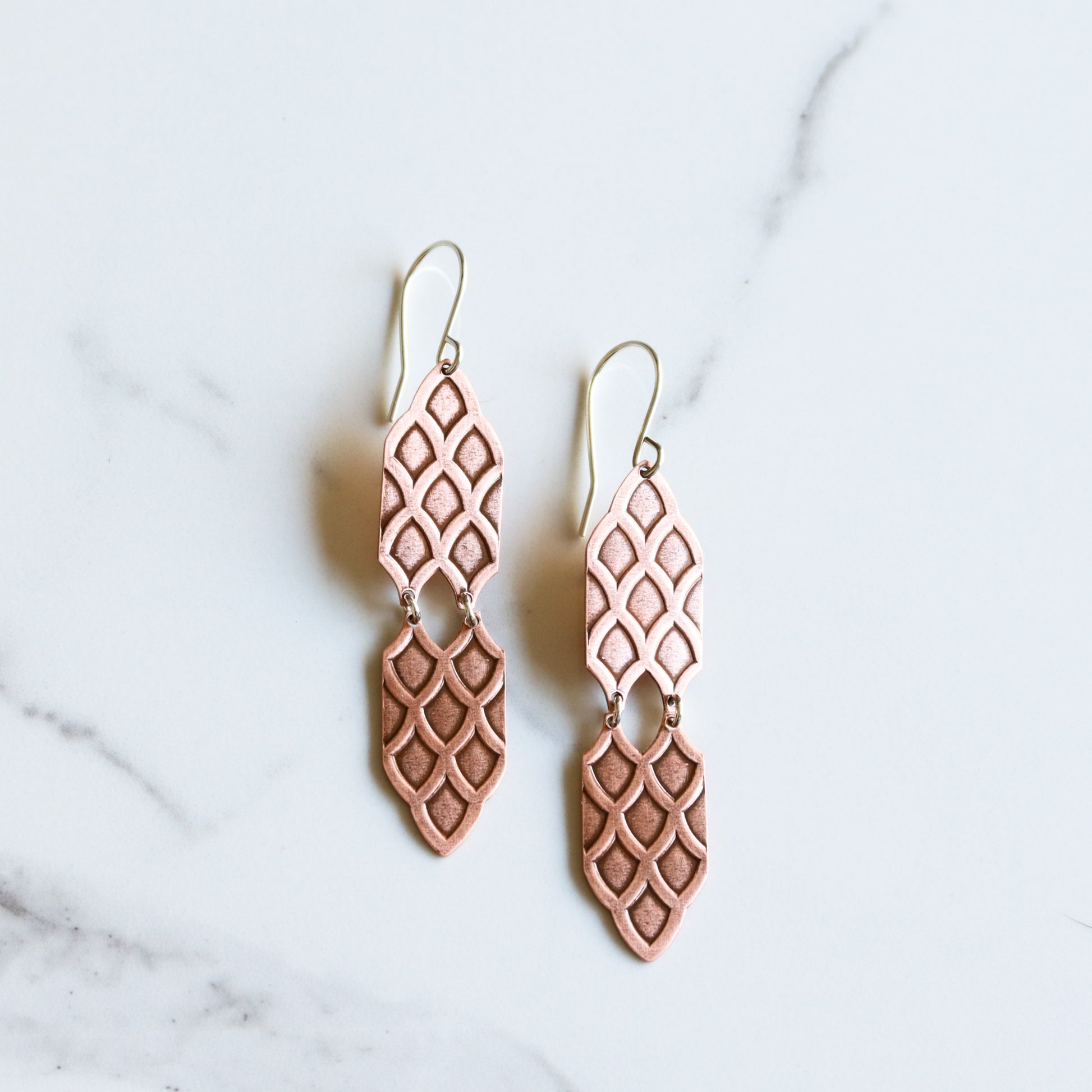 Amira Earrings - Copper-dangle earrings-Blue Hour Designs