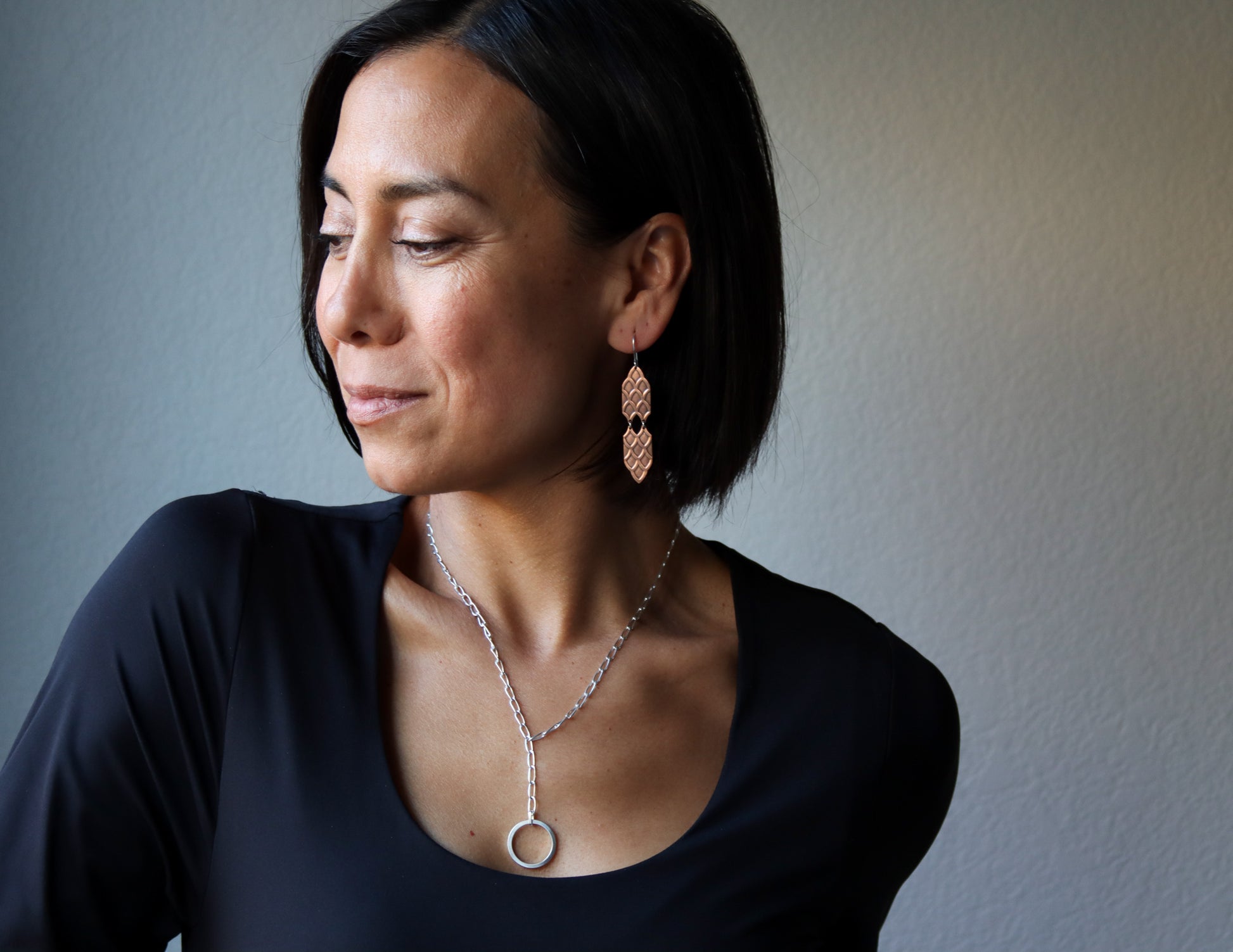 Amira Earrings - Copper-dangle earrings-Blue Hour Designs