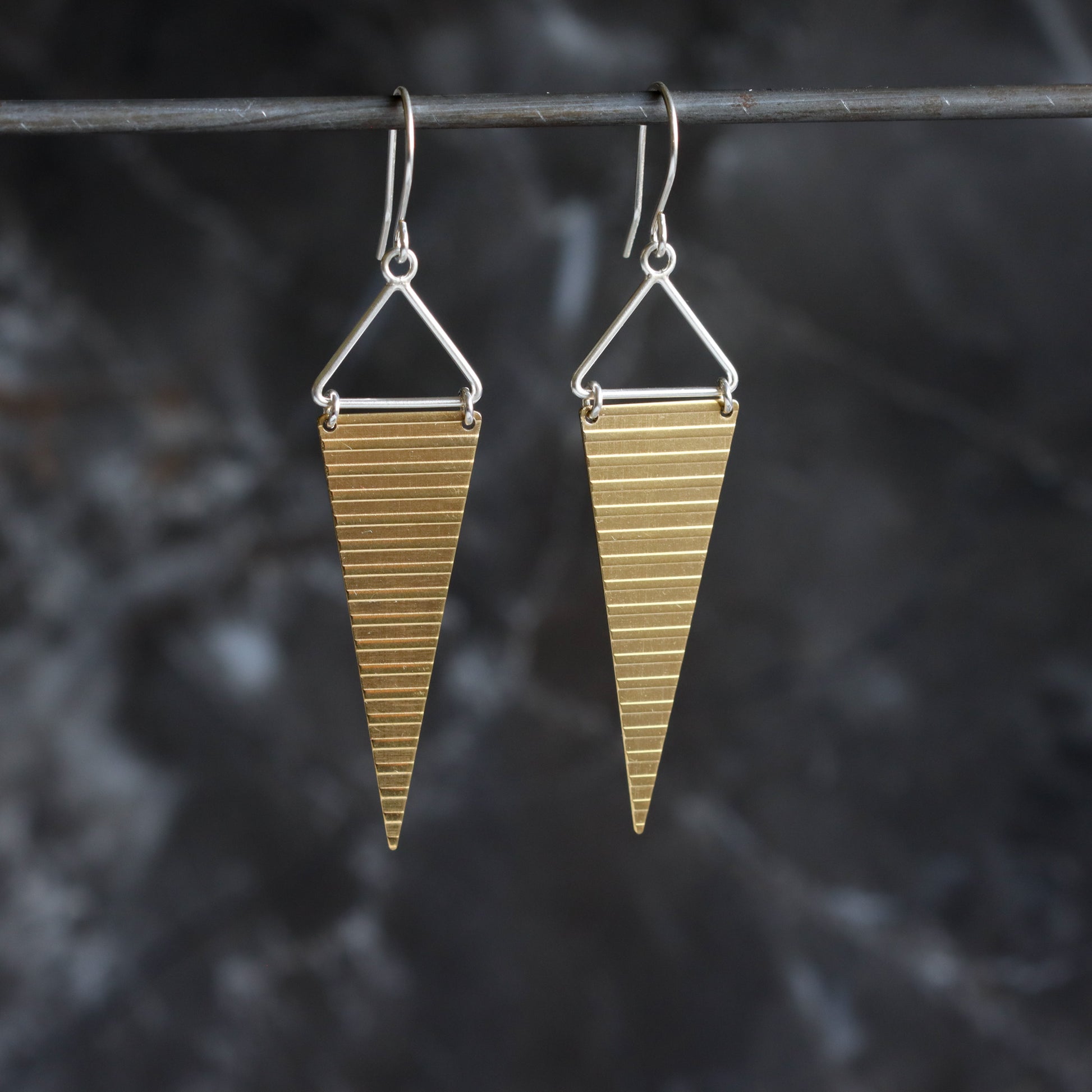 Bandera Earrings - Brass-dangle earrings-Blue Hour Designs