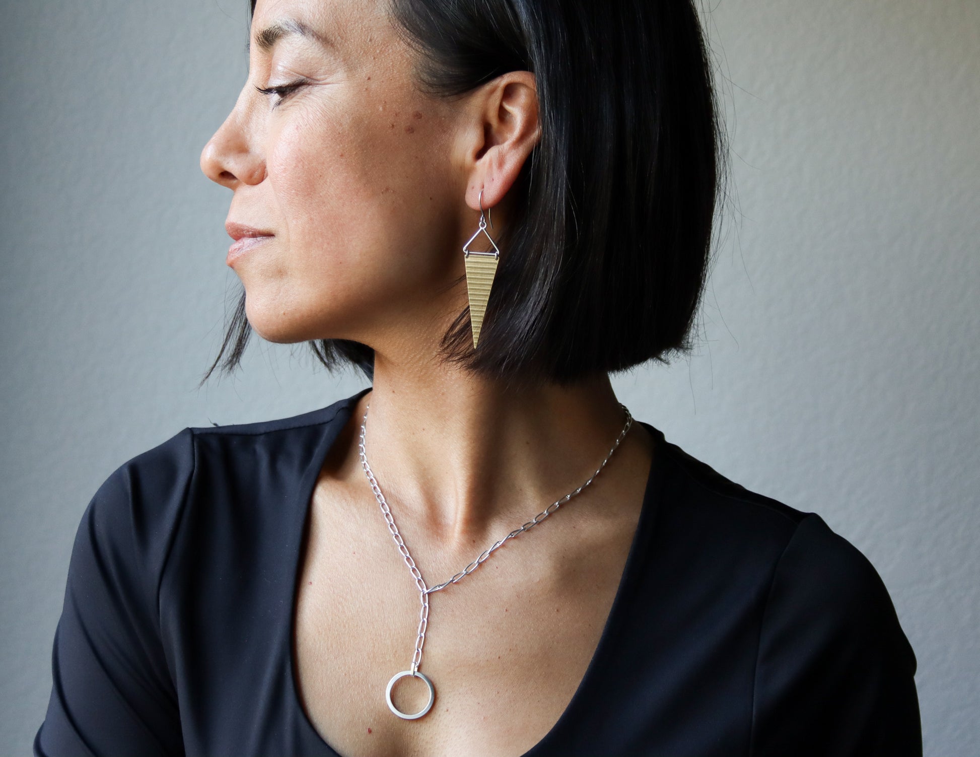 Bandera Earrings - Brass-dangle earrings-Blue Hour Designs