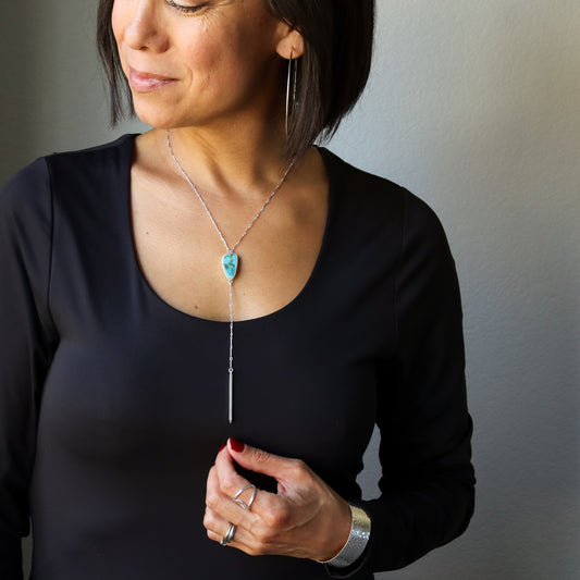 Chalchihuitl Lariat - OOAK-lariat necklace-Blue Hour Designs