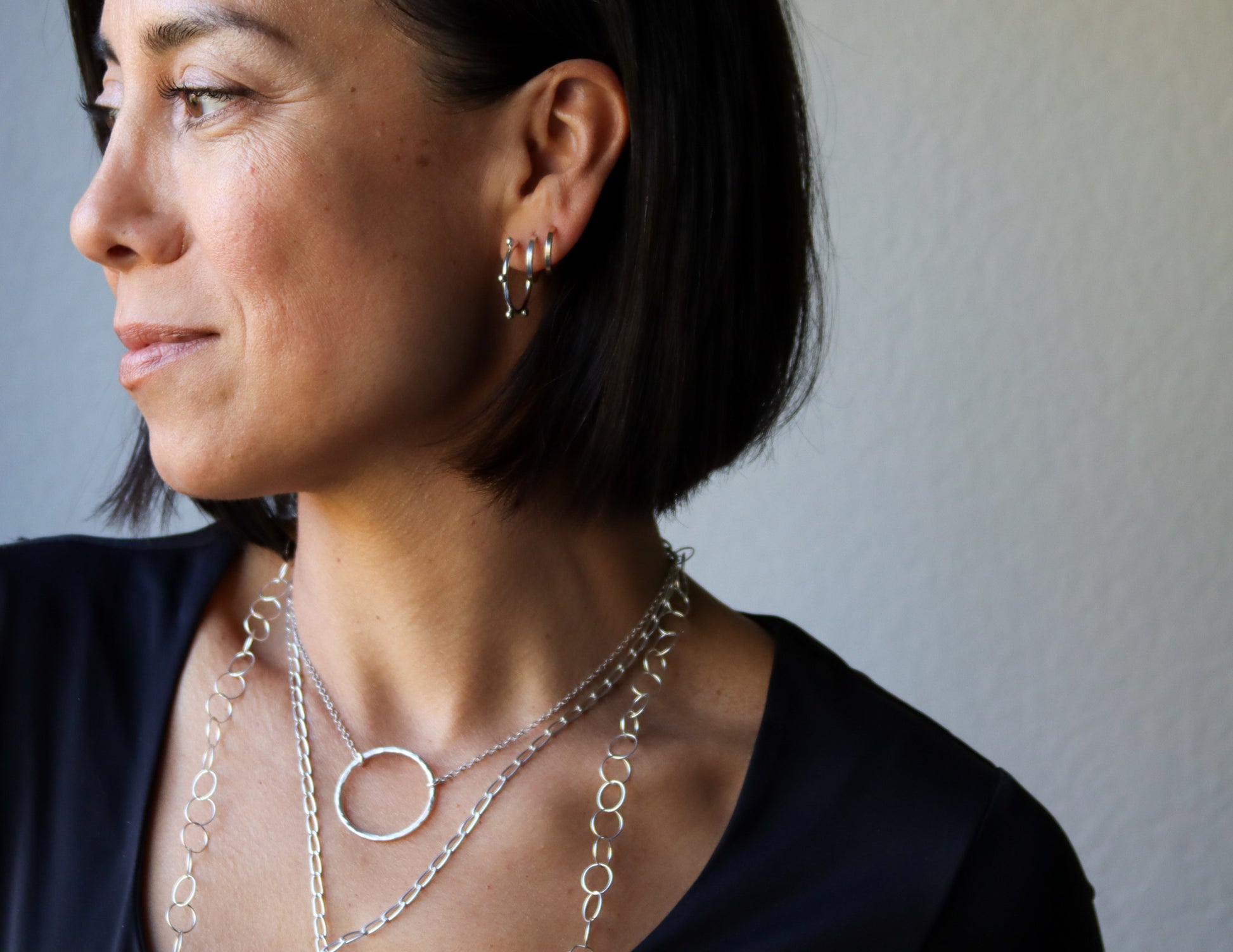 Gemini Hoops - 14KY Gold-hoop earrings-Blue Hour Designs