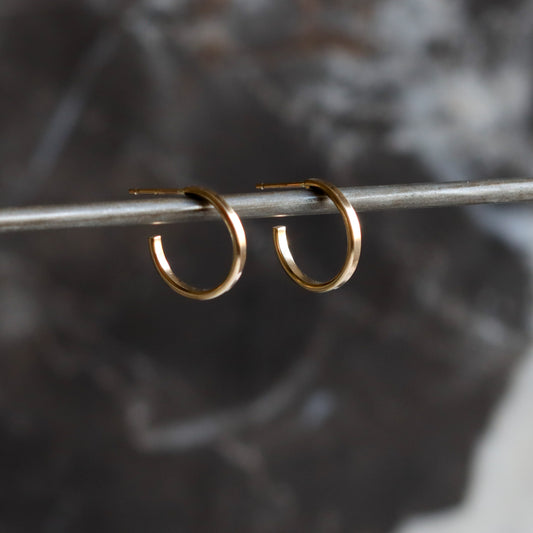 Gemini Hoops - 14KY Gold-hoop earrings-Blue Hour Designs