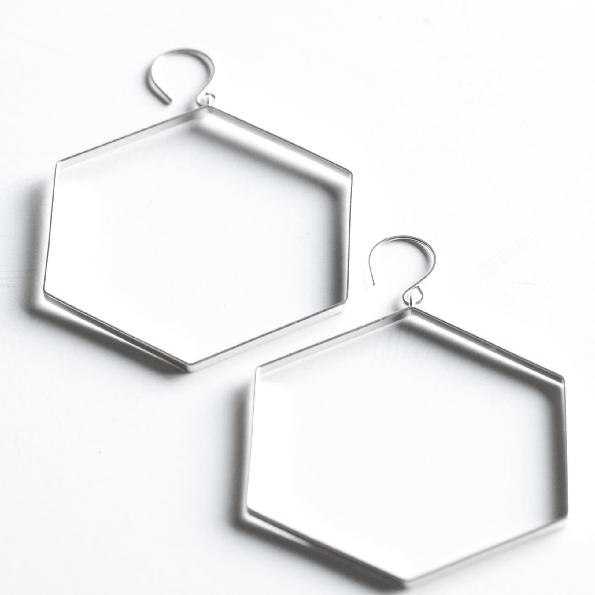 Hexagon Hoops-hoop earrings-Blue Hour Designs