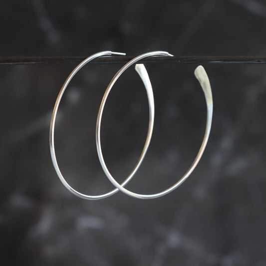 Hammered Tail Hoops - Large