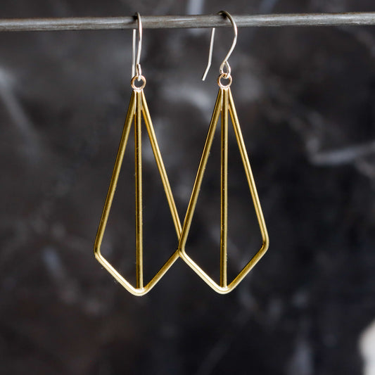 Kite Earrings - Brass