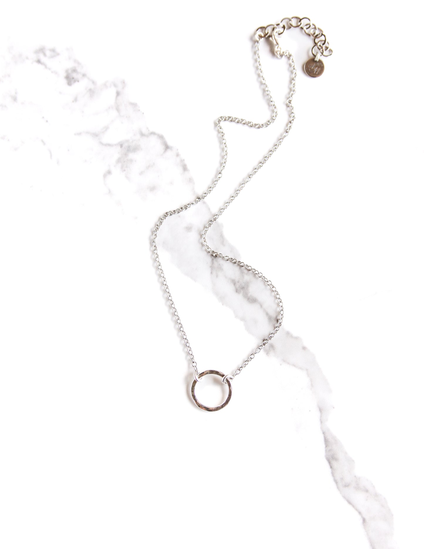 Sterling Petite Simple Classic Circle Necklace