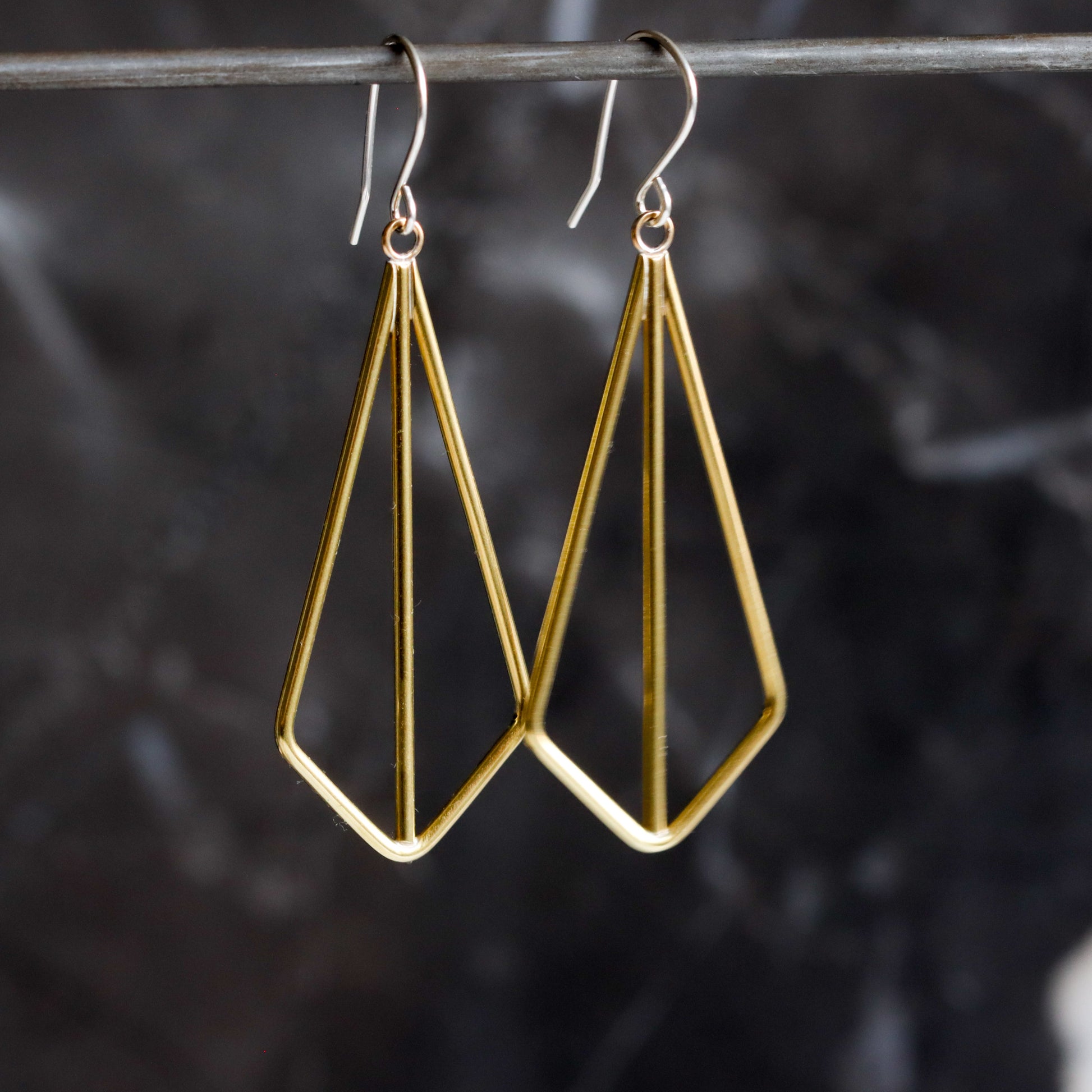 Kite Earrings - Brass-dangle earrings-Blue Hour Designs
