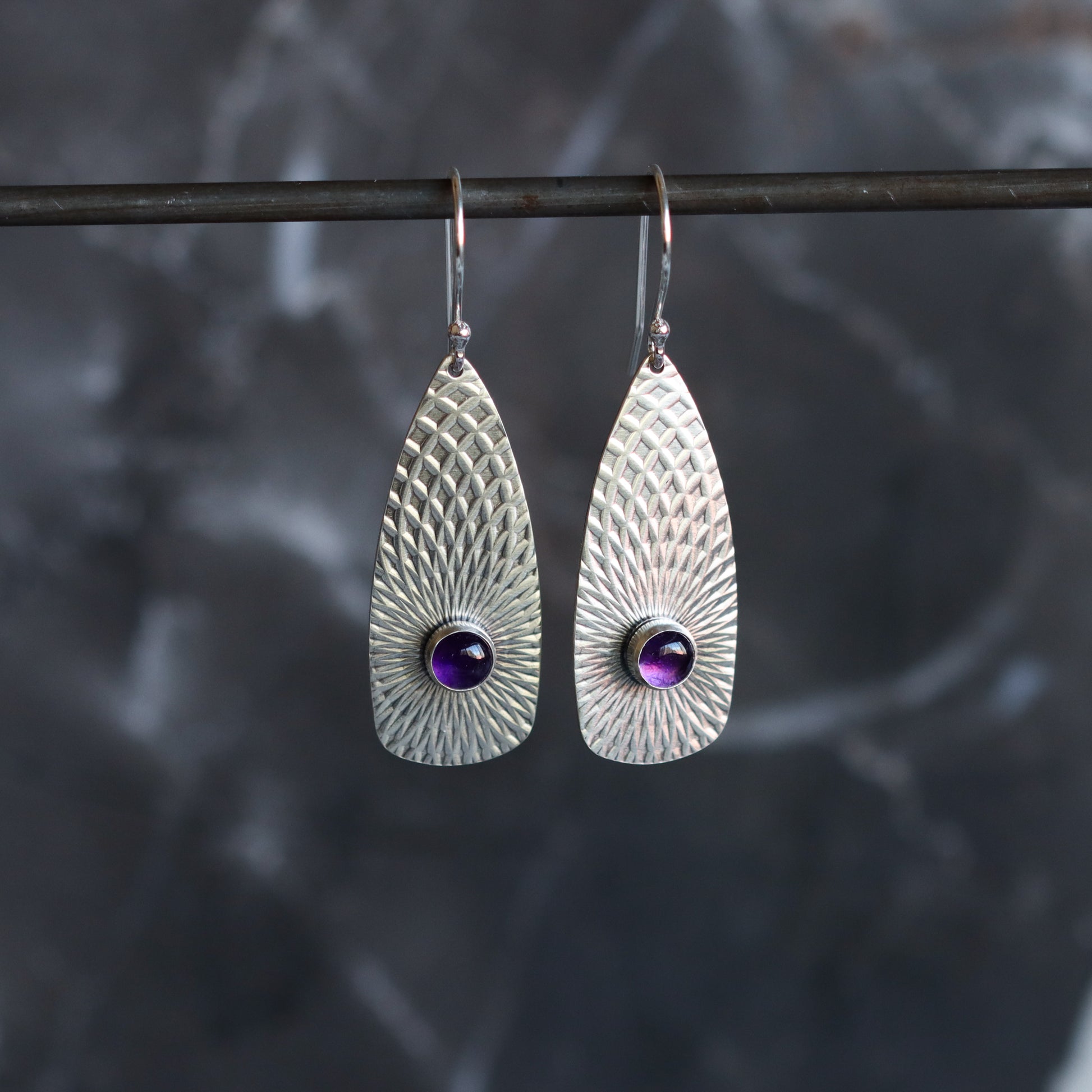 Llovera Earrings - Amethyst-dangle earrings-Blue Hour Designs