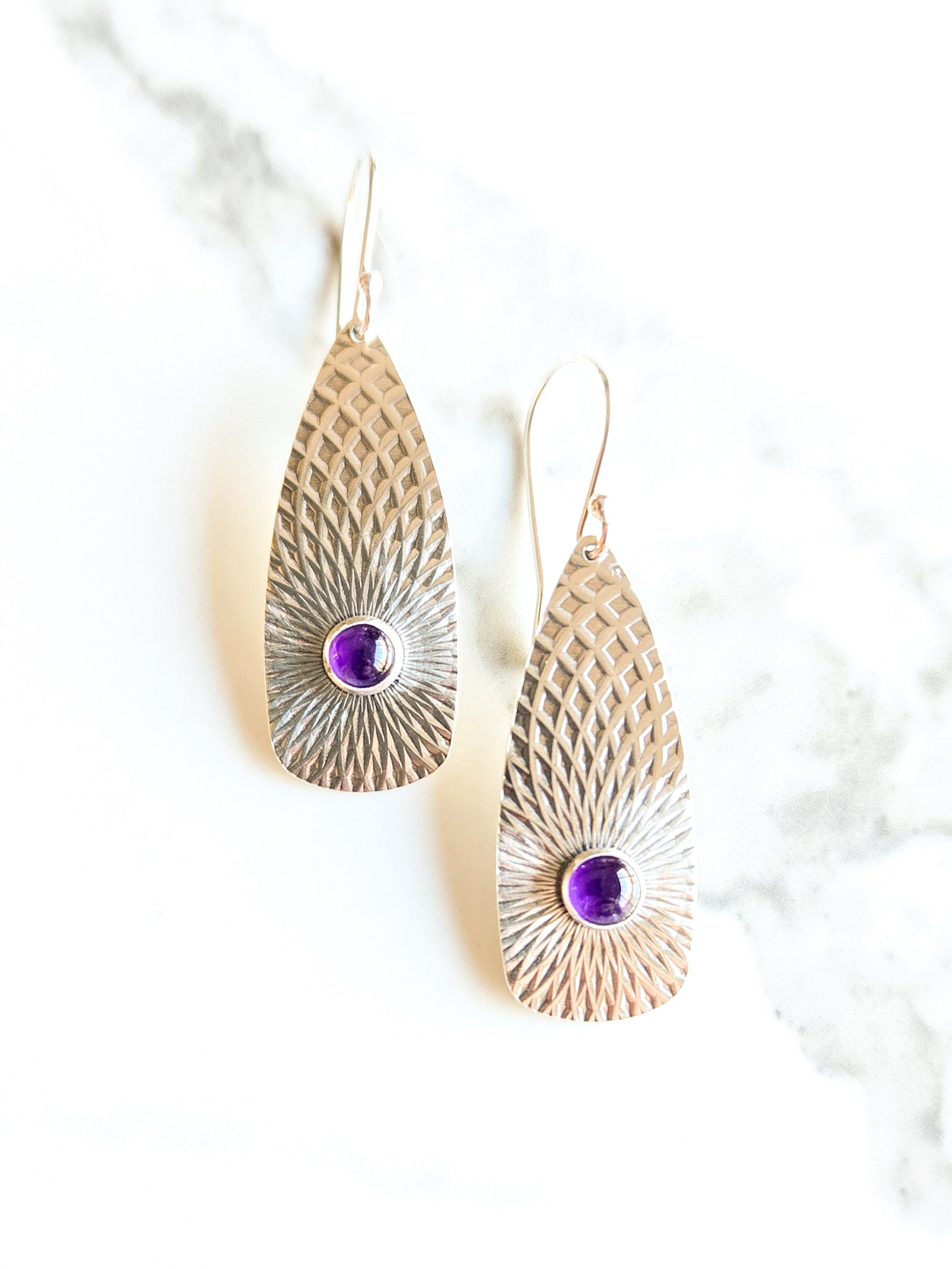 Llovera Earrings - Amethyst-dangle earrings-Blue Hour Designs
