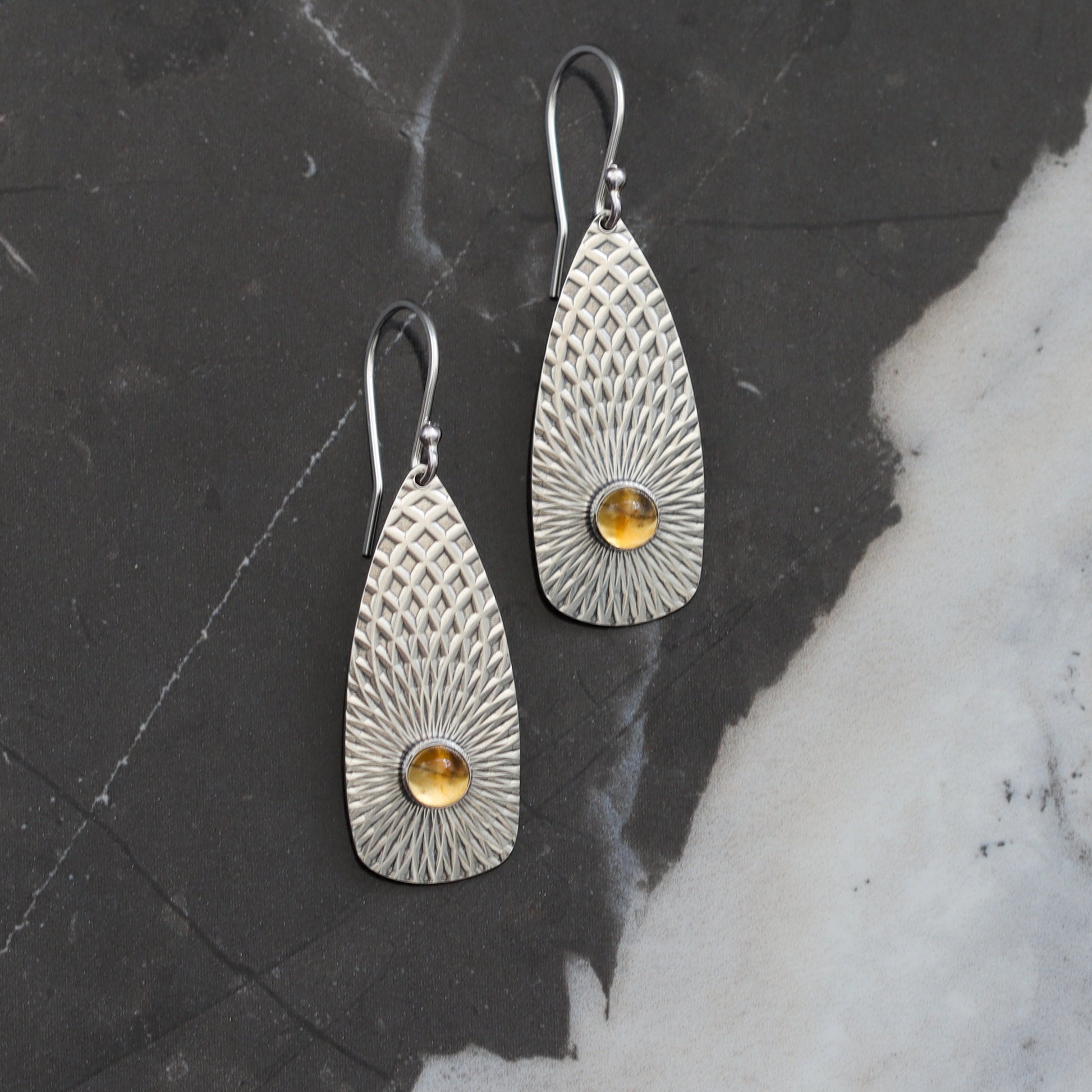 Llovera Earrings - Citrine-dangle earrings-Blue Hour Designs