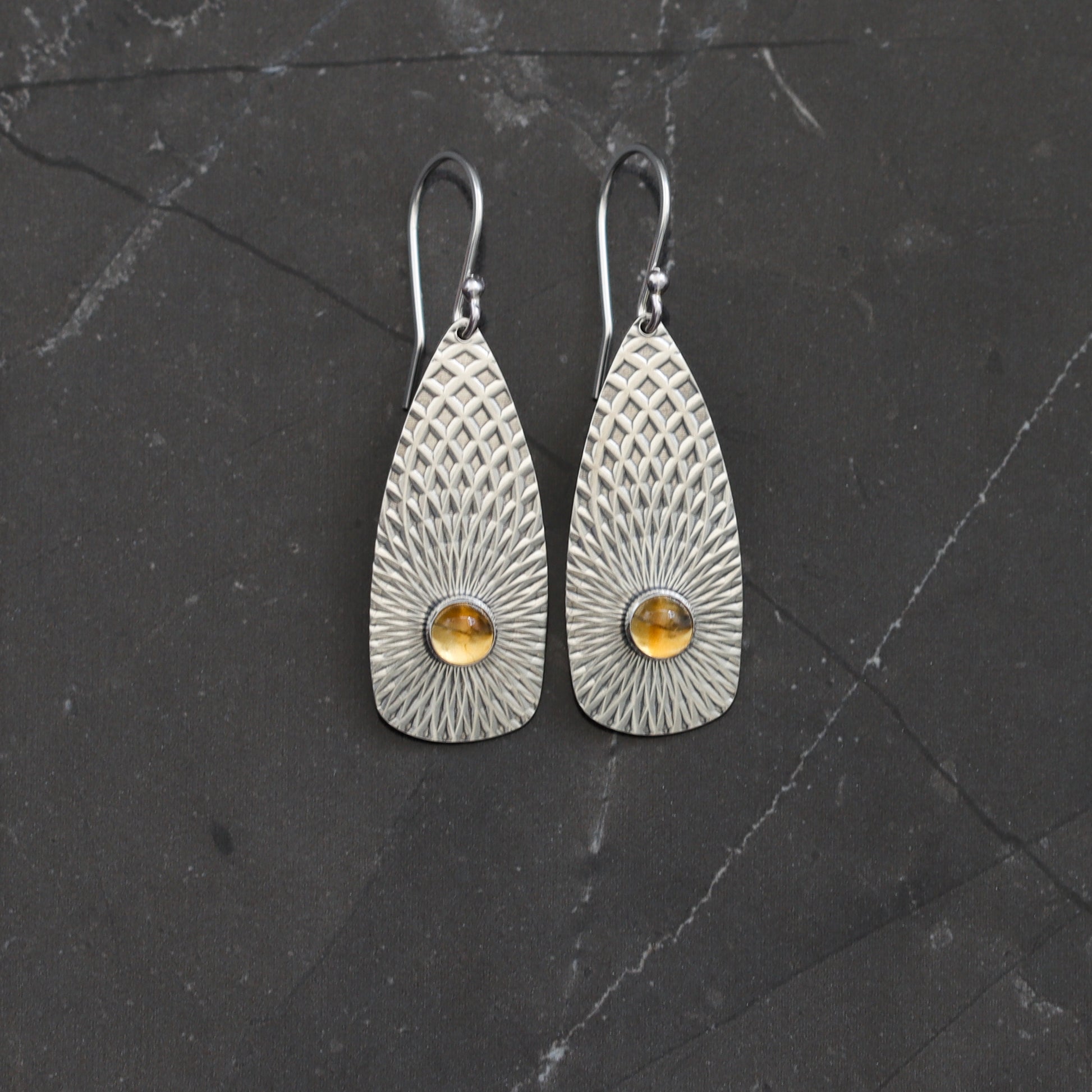 Llovera Earrings - Citrine-dangle earrings-Blue Hour Designs