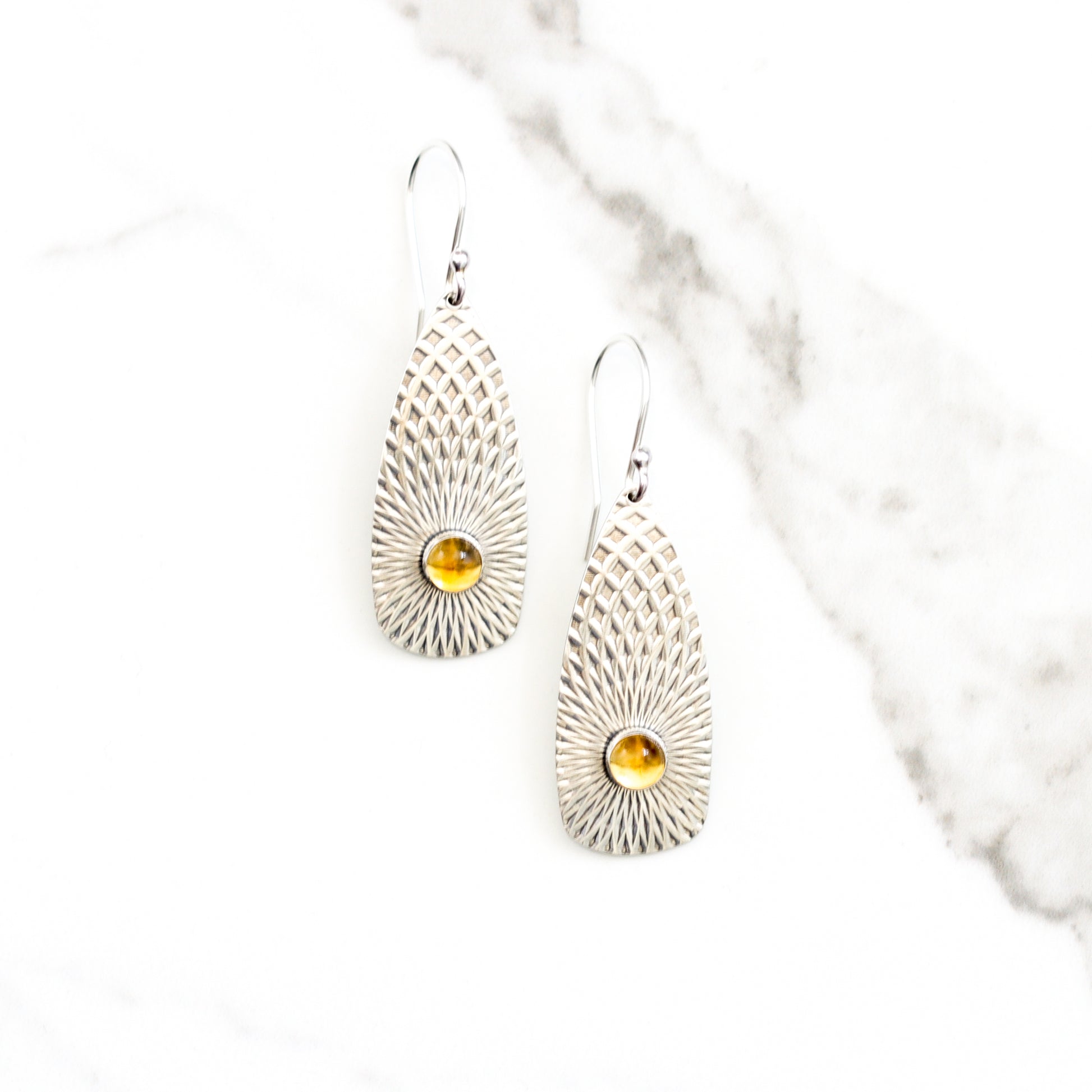 Llovera Earrings - Citrine-dangle earrings-Blue Hour Designs