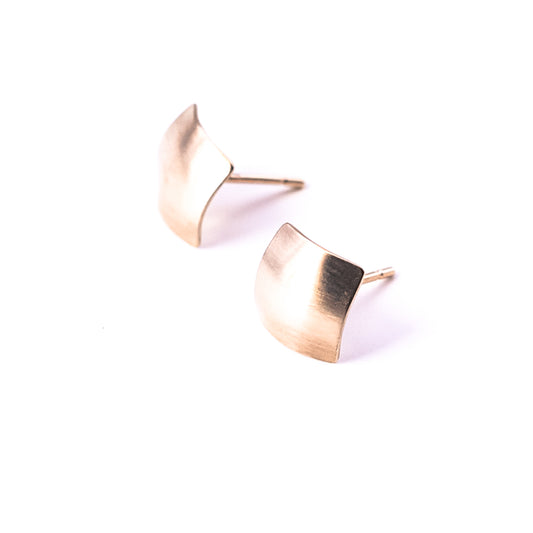 Petite Squares Earrings - 14KY Gold-stud earrings-Blue Hour Designs